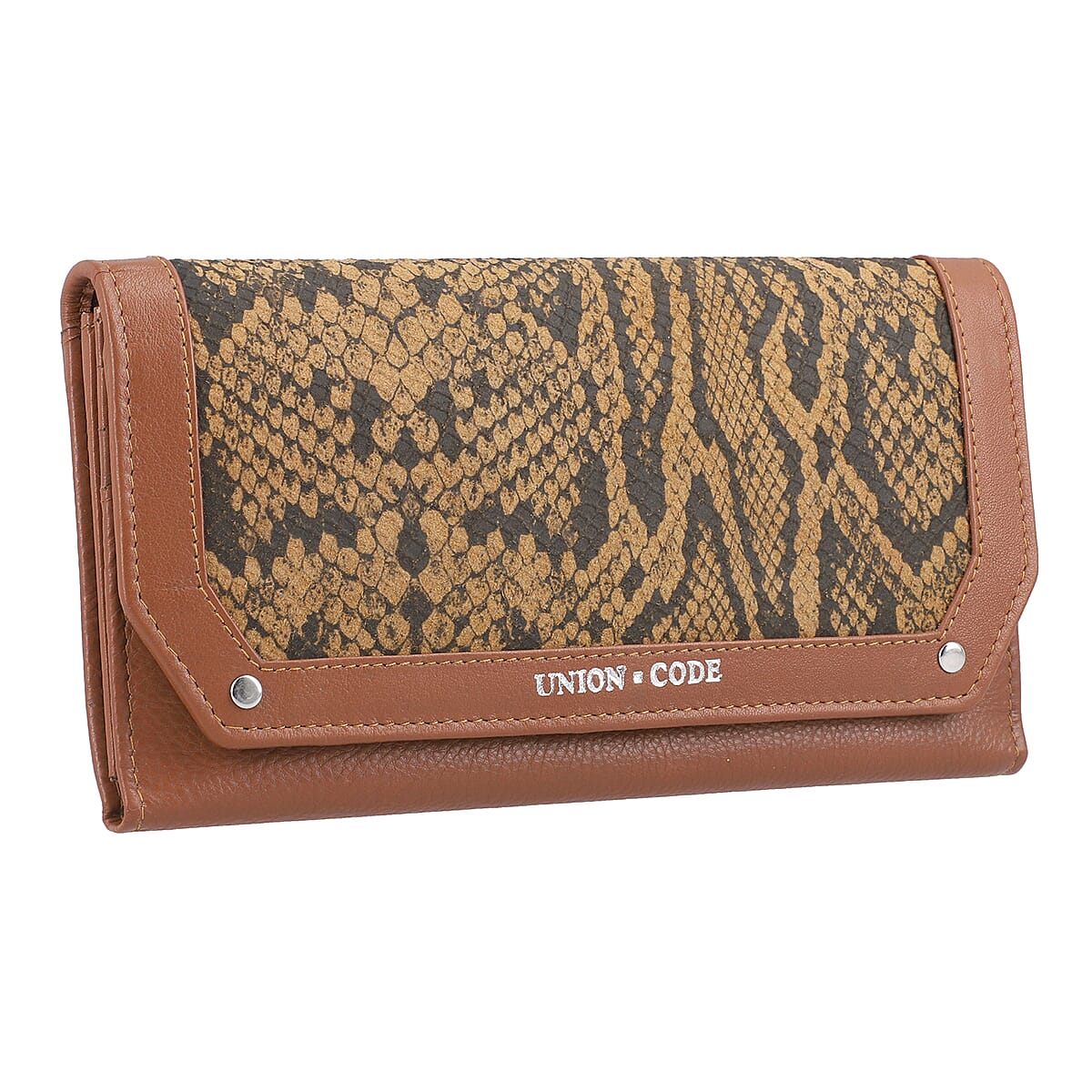 Union Code Tan Genuine Leather RFID Women's Wallet image number 5