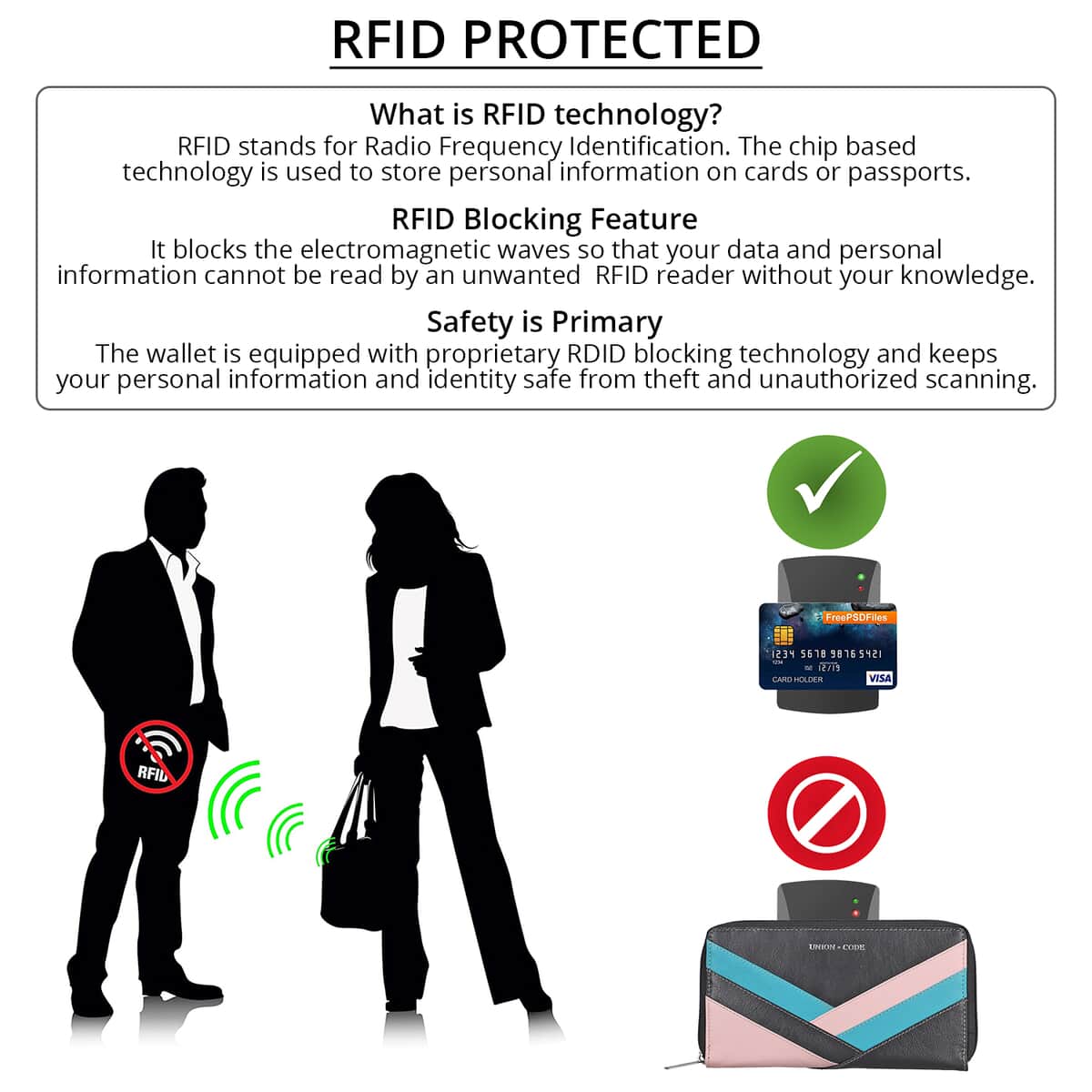 Union Code Black RFID Protected 100% Genuine Leather Wallet for Women | Leather Purse | Card Holder | Designer Wallet image number 2