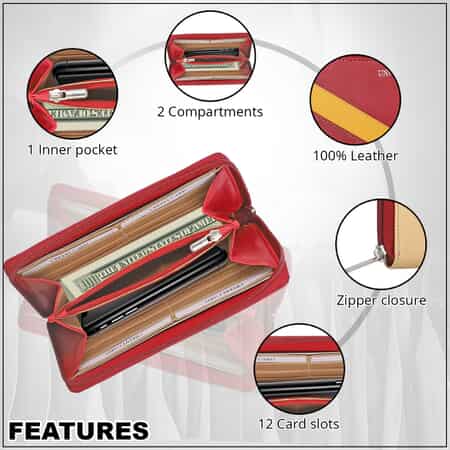 PU Leather Wallet Ladies, Wallet Small Wallet Large Capacity with Multiple  Card Slots and Compartments,Elegant Ladies Wallet(Red)