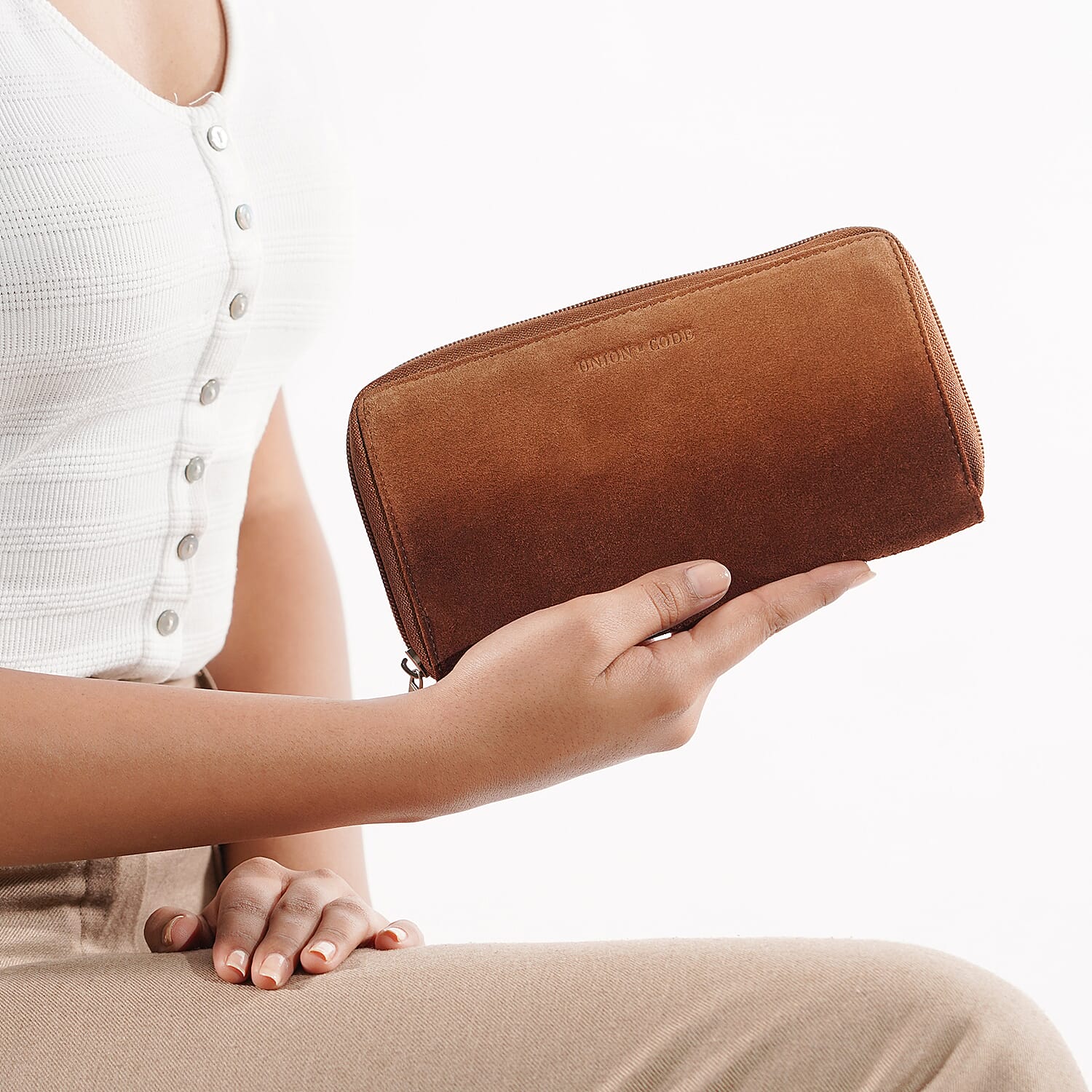 Union Code Cognac 100% Genuine Leather RFID Protected Women's Wallet