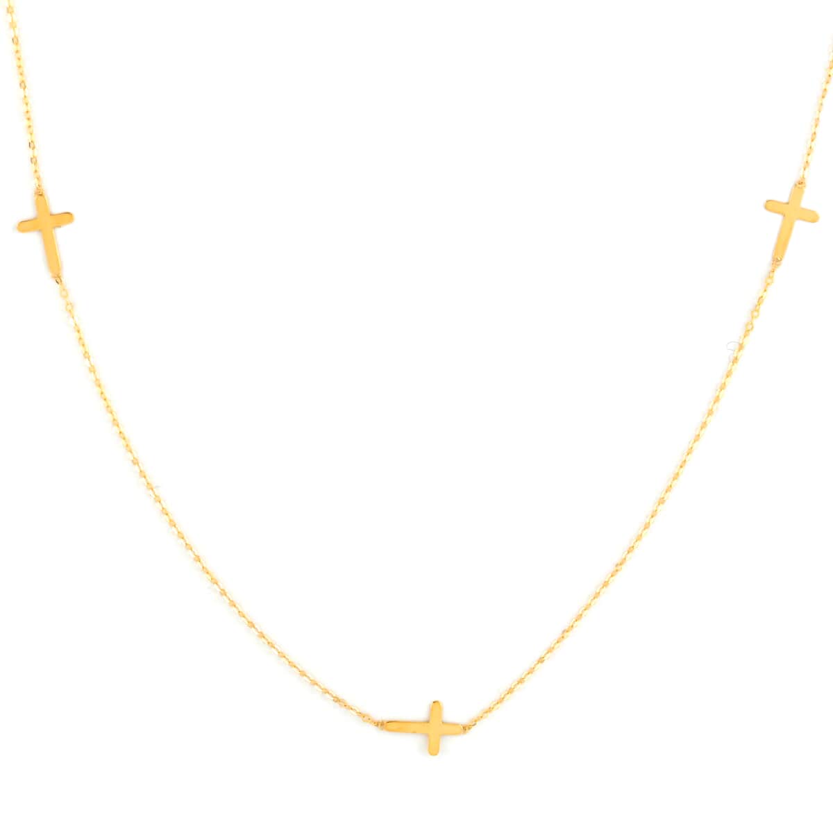 Maestro Gold Collection Italian 10K Yellow Gold 2mm Cross Station Necklace 18 Inches image number 2