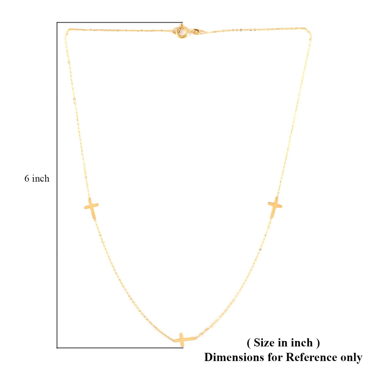 Maestro Gold Collection Italian 10K Yellow Gold 2mm Cross Station Necklace 18 Inches image number 4
