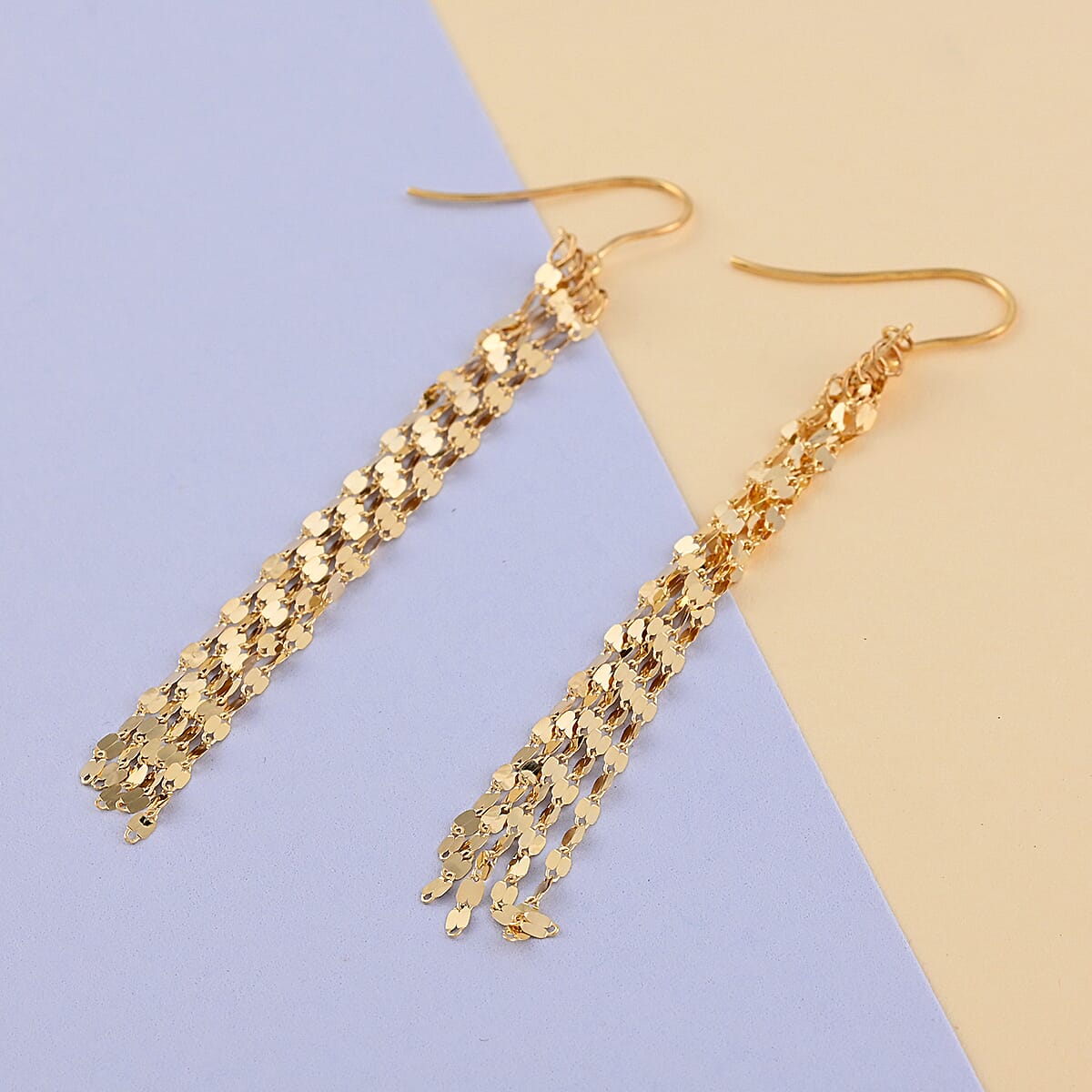 Maestro Gold Collection Italian 10K Yellow Gold Mirror Draping Earrings 1.40 Grams image number 1