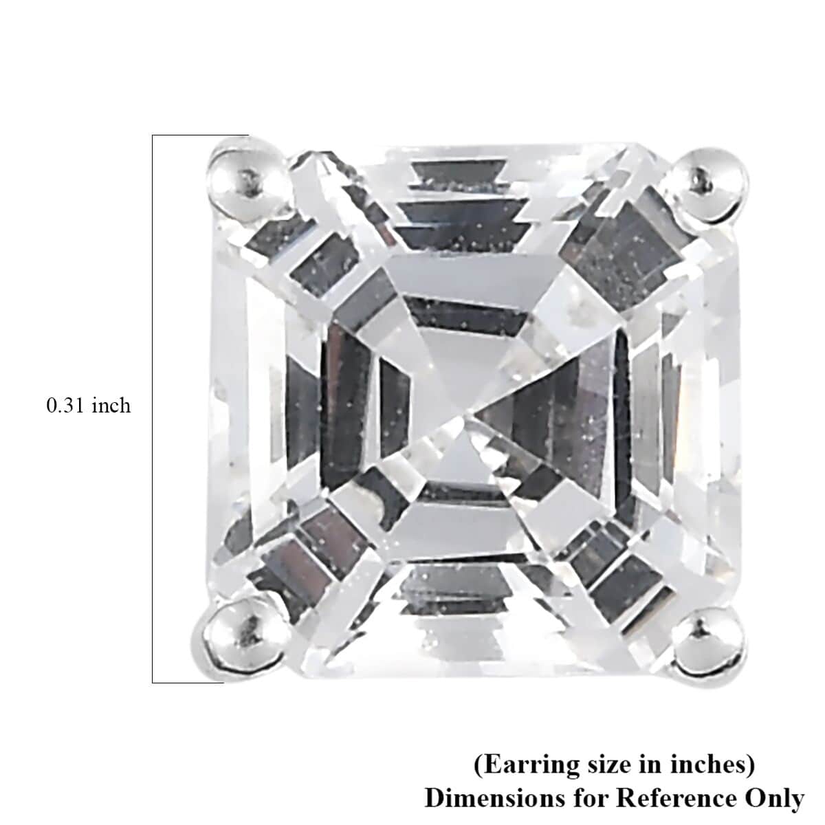 Asscher Cut Lab Created White Sapphire Solitaire Stud Earrings in Sterling Silver 3.35 ctw image number 4