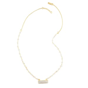 Moonstone Bar Necklace 18 Inches in 14K Yellow Gold Over Sterling Silver 8.15 ctw