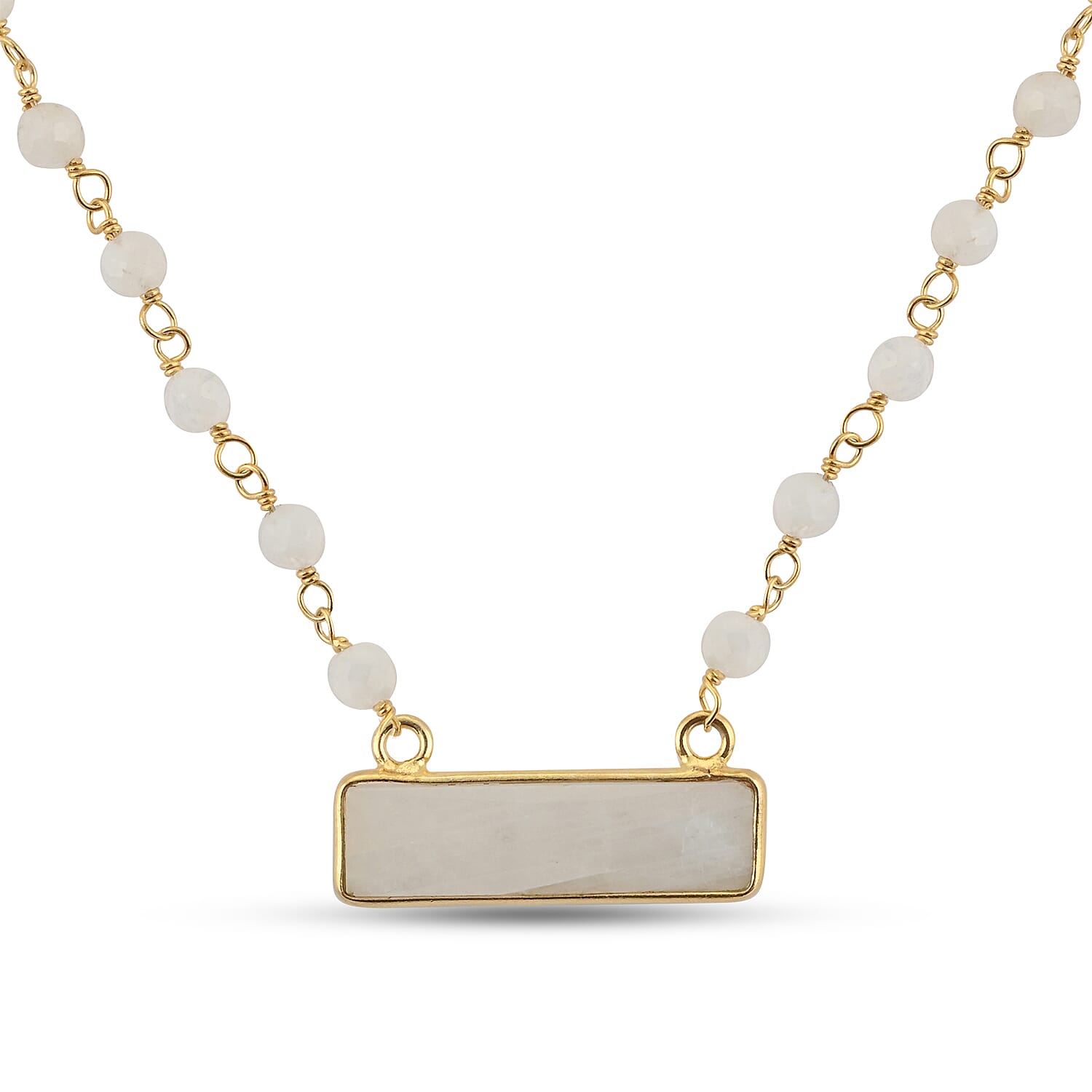 Moonstone Bar Necklace 18 Inches in 14K Yellow Gold Over Sterling Silver 8.15 ctw