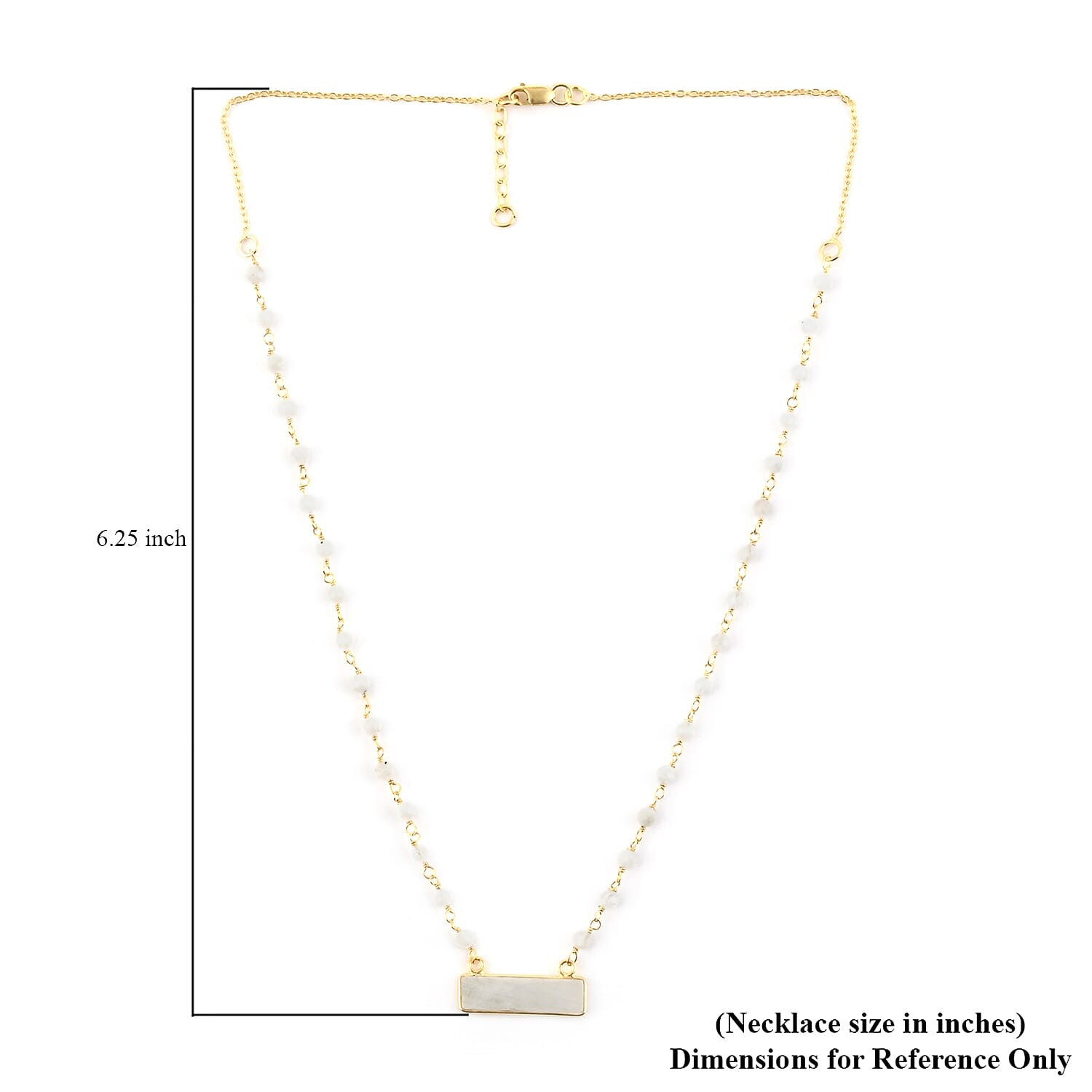 Moonstone Bar Necklace 18 Inches in 14K Yellow Gold Over Sterling Silver 8.15 ctw