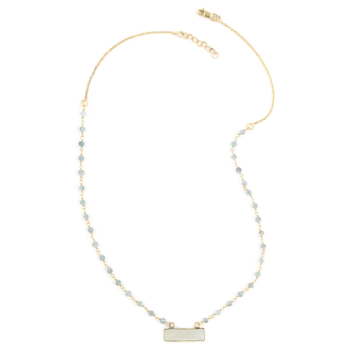 Chalcedony and Apatite Bar Necklace 18 Inches in 14K Yellow Gold Over Sterling Silver 8.20 ctw image number 0