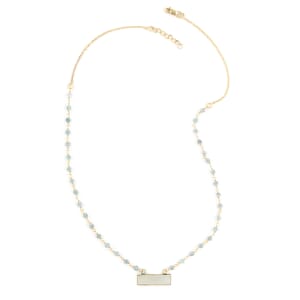 Chalcedony and Apatite Bar Necklace 18 Inches in 14K Yellow Gold Over Sterling Silver 8.20 ctw