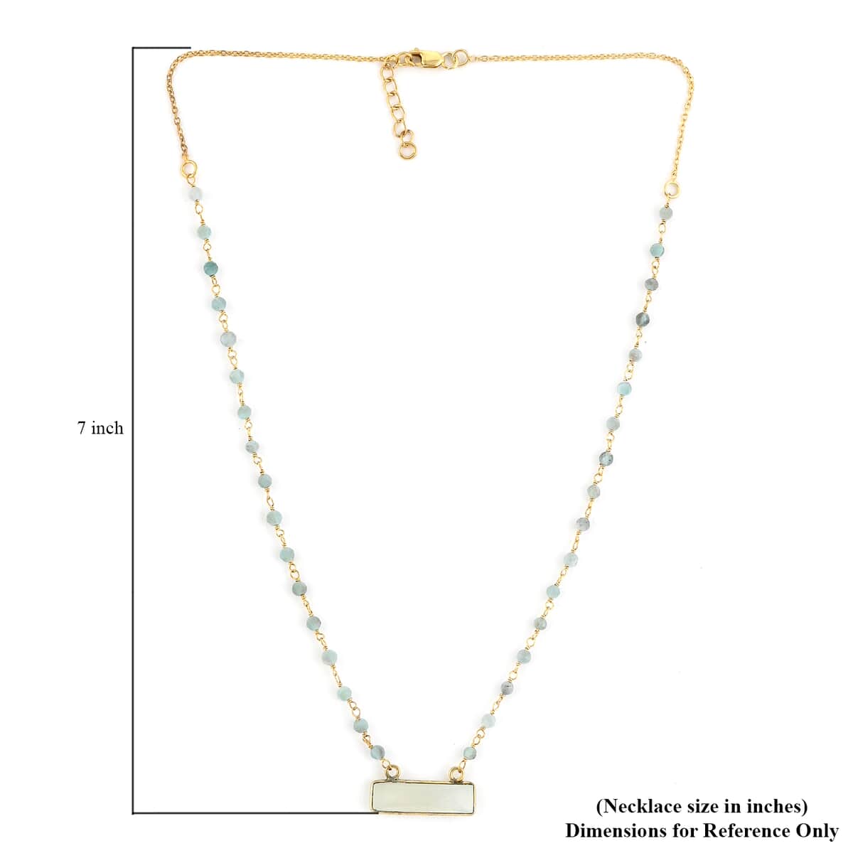 Chalcedony and Apatite Bar Necklace 18 Inches in 14K Yellow Gold Over Sterling Silver 8.20 ctw image number 4