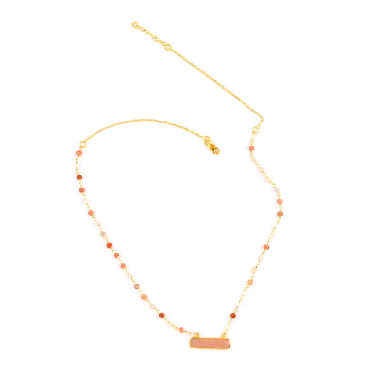 Peach Moonstone Bar Necklace 18 Inches in 14K Yellow Gold Over Sterling Silver 8.20 ctw image number 0