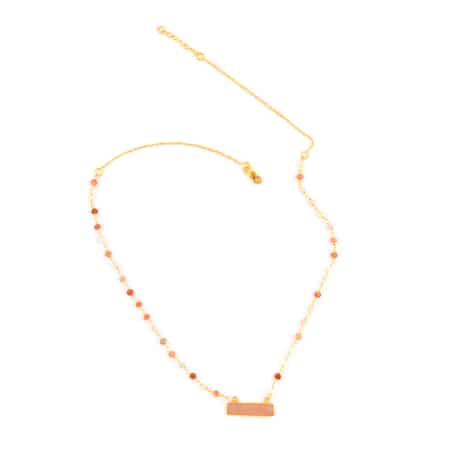 Peach Moonstone Bar Necklace 18 Inches in 14K Yellow Gold Over Sterling Silver 8.20 ctw image number 0