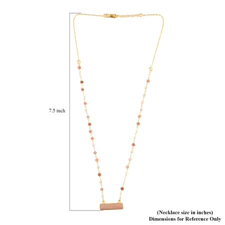 Peach Moonstone Bar Necklace 18 Inches in 14K Yellow Gold Over Sterling Silver 8.20 ctw image number 5