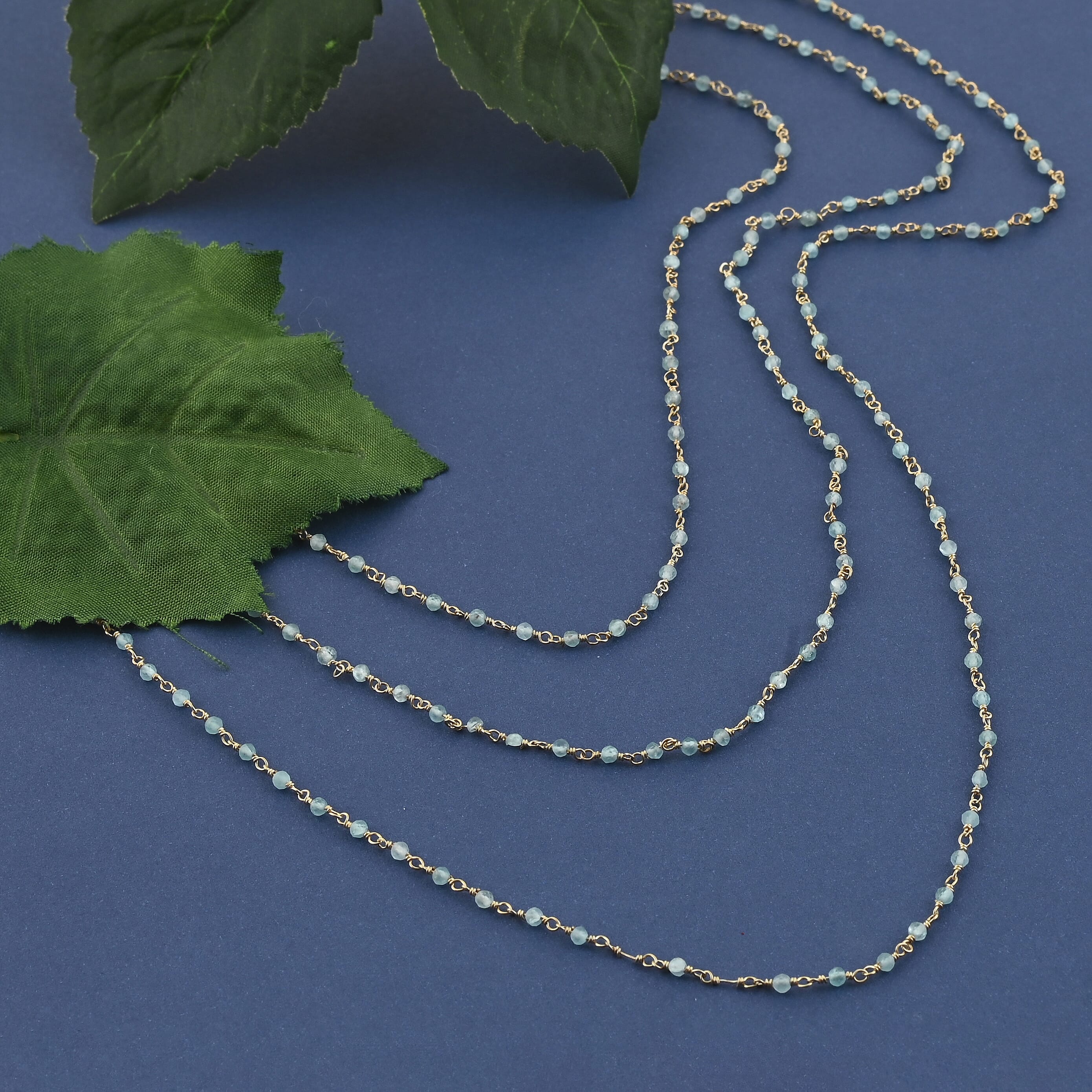 Apatite 3 Layer Beaded Necklace 17 Inches in 14K Yellow Gold Over Sterling Silver 51.00 ctw