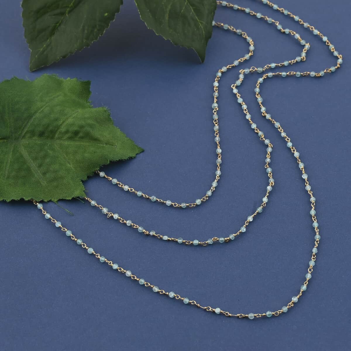 Apatite 3 Layer Beaded Necklace 17 Inches in 14K Yellow Gold Over Sterling Silver 51.00 ctw image number 1