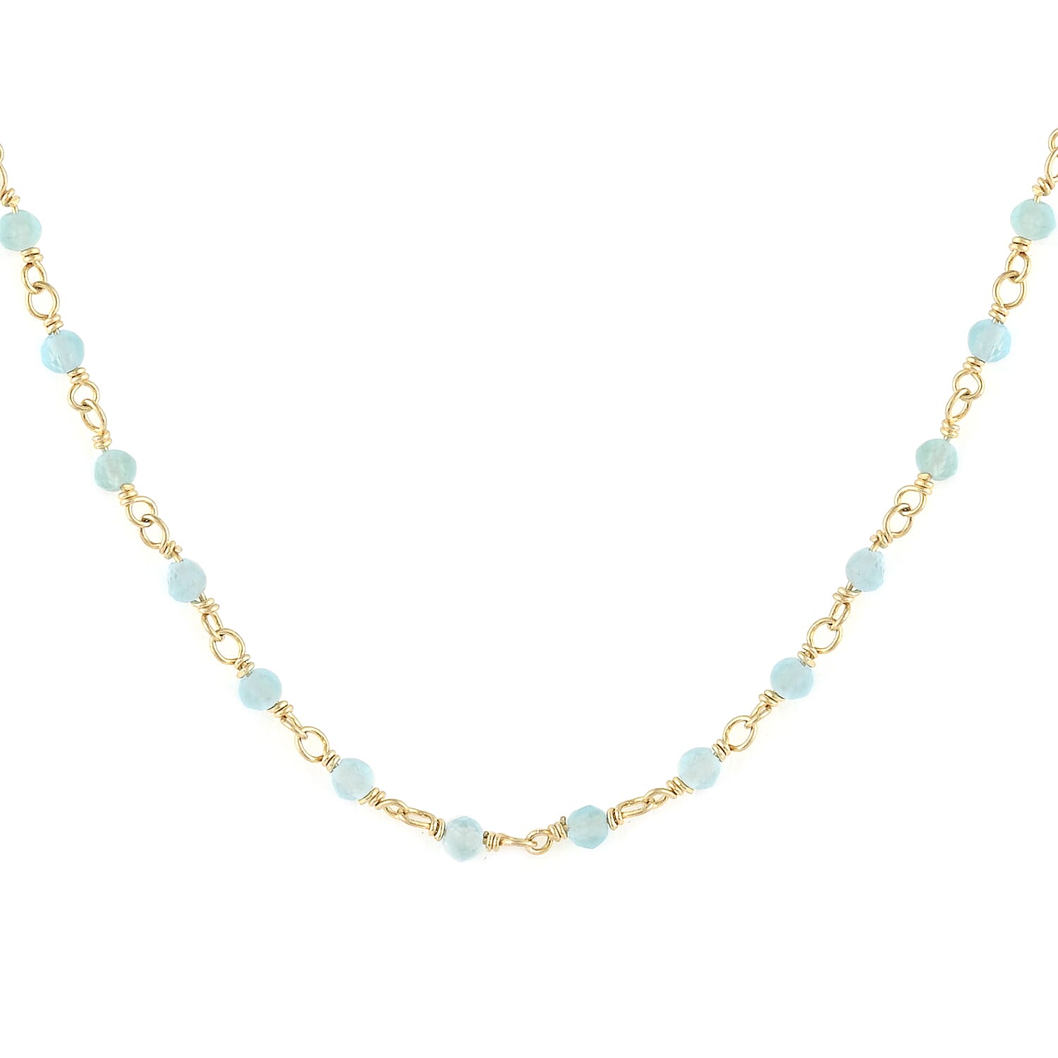 Apatite 3 Layer Beaded Necklace 17 Inches in 14K Yellow Gold Over Sterling Silver 51.00 ctw