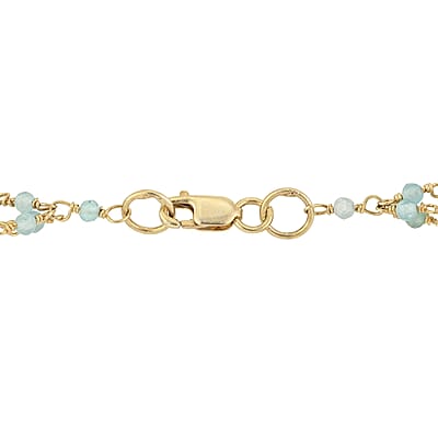 Apatite 3 Layer Beaded Necklace 17 Inches in 14K Yellow Gold Over Sterling Silver 51.00 ctw