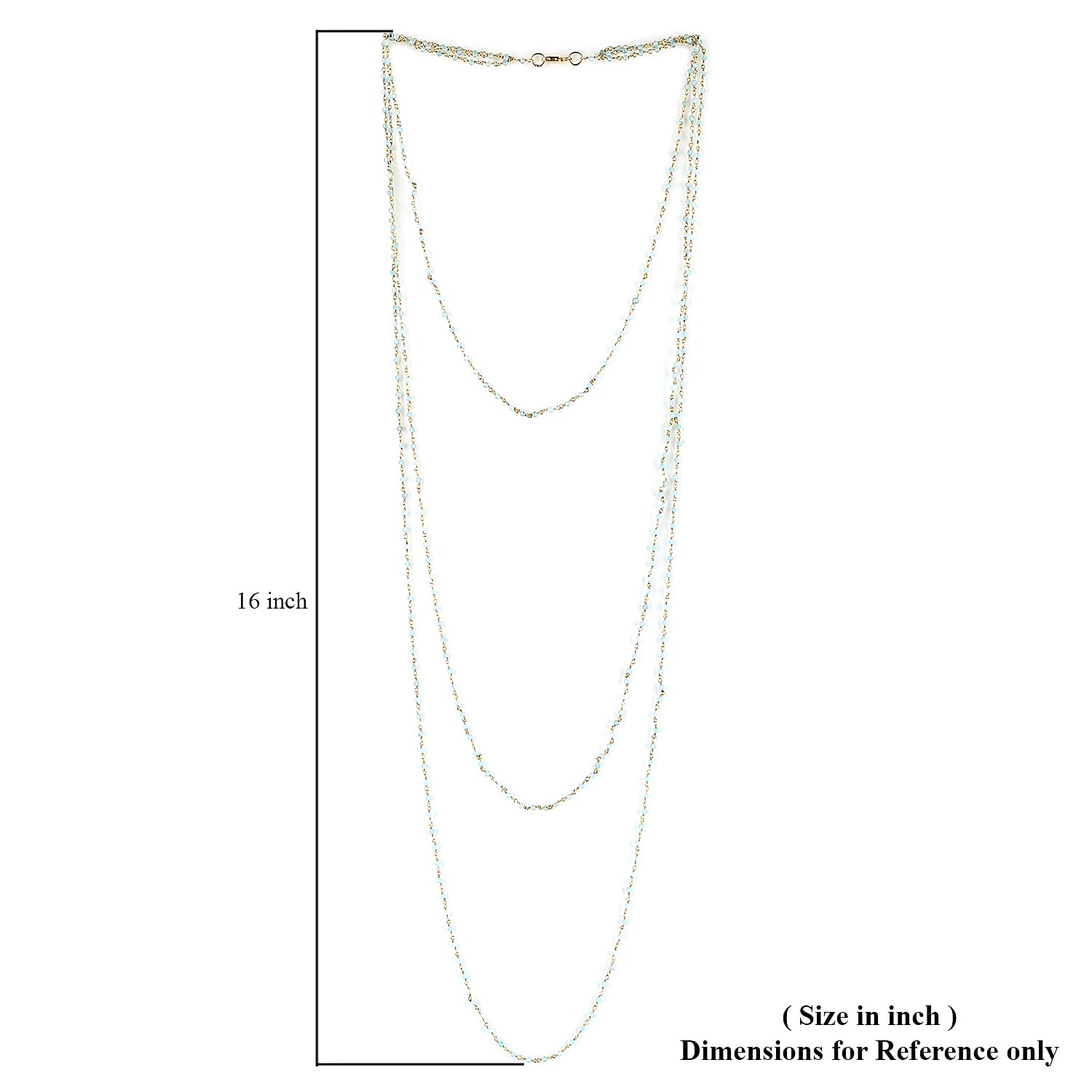 Apatite 3 Layer Beaded Necklace 17 Inches in 14K Yellow Gold Over Sterling Silver 51.00 ctw