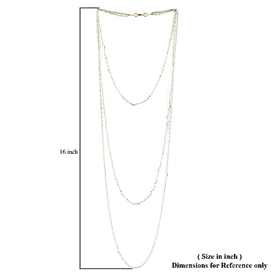 Apatite 3 Layer Beaded Necklace 17 Inches in 14K Yellow Gold Over Sterling Silver 51.00 ctw