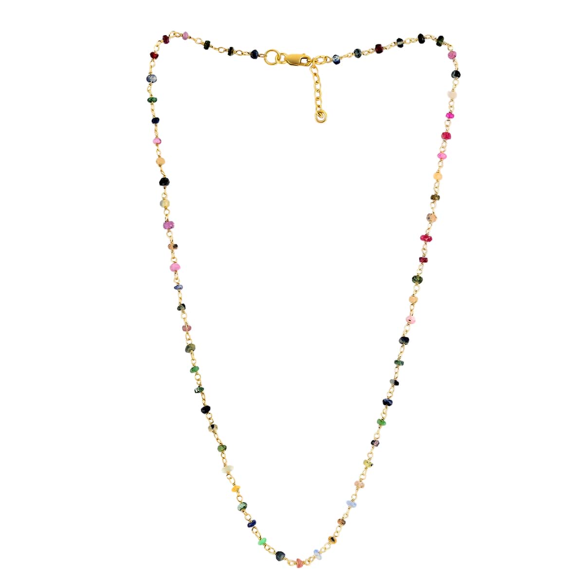 Multi Sapphire Necklace 17 Inches in 14K Yellow Gold Over Sterling Silver 9.25 ctw image number 0