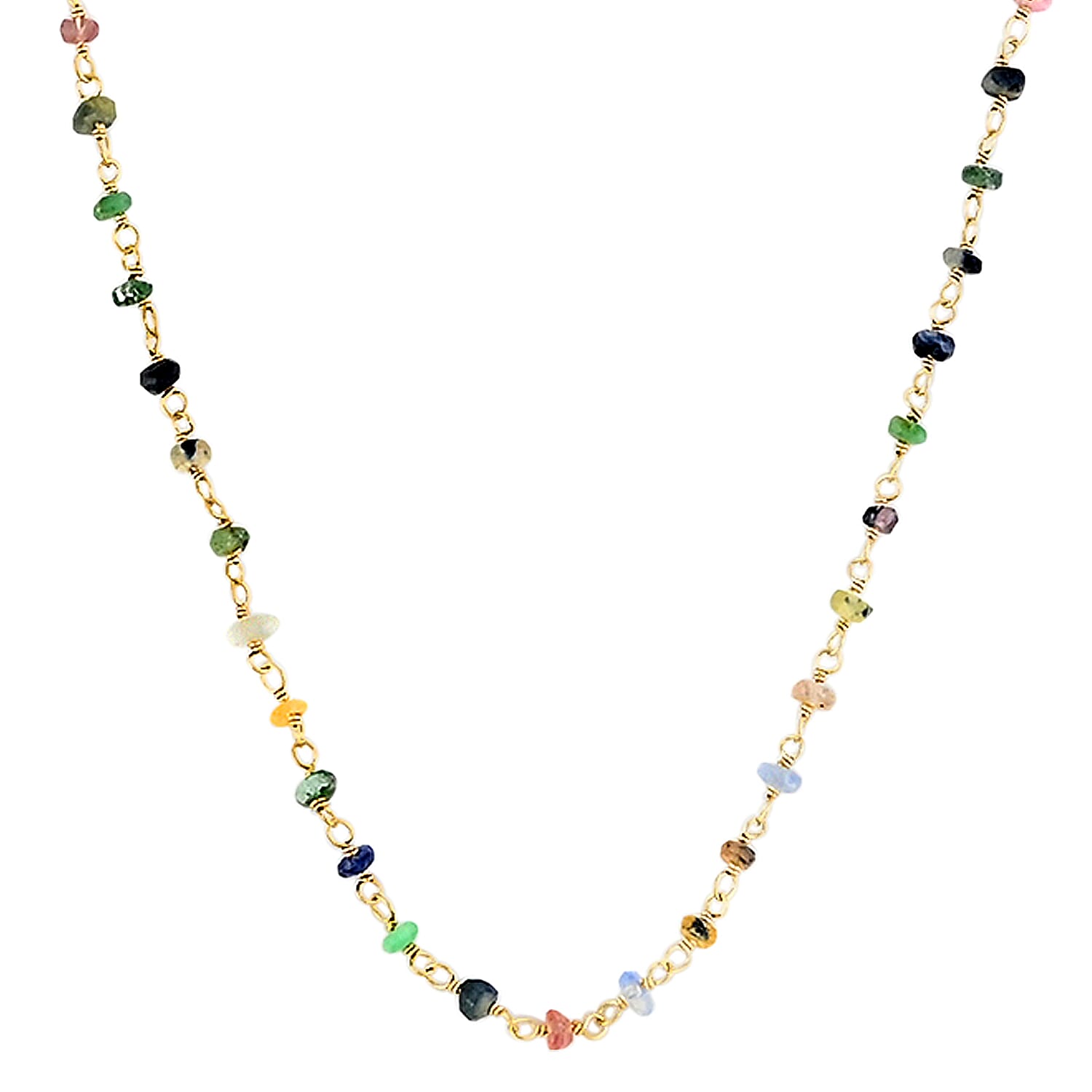 Multi Sapphire Necklace 17 Inches in 14K Yellow Gold Over Sterling Silver 9.25 ctw