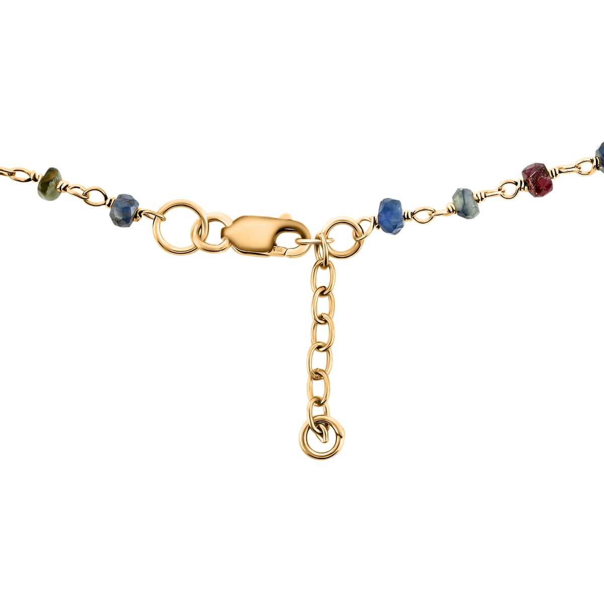 Multi Sapphire Necklace 17 Inches in 14K Yellow Gold Over Sterling Silver 9.30 ctw image number 3