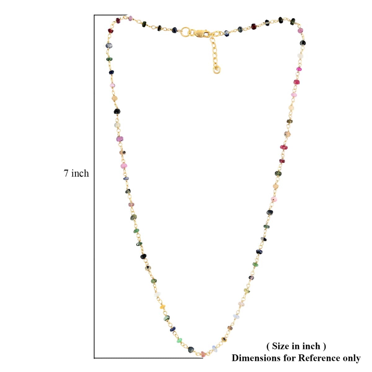 Multi Sapphire Necklace 17 Inches in 14K Yellow Gold Over Sterling Silver 9.25 ctw image number 4