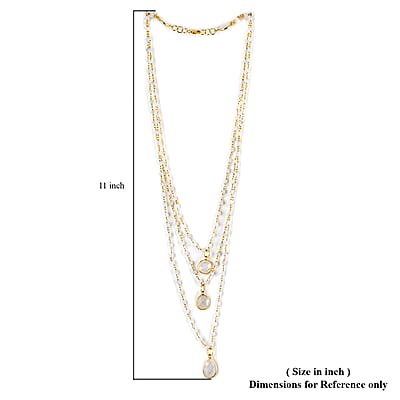 Moonstone Triple Layer Necklace, 18 Inch Necklace, 14K Yellow Gold Over Sterling Silver Necklace, Moonstone Necklace 49.25 ctw