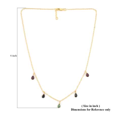 Ruby, Emerald, Sapphire Necklace 17 Inches in 14K Yellow Gold Over Sterling Silver 1.60 ctw image number 4