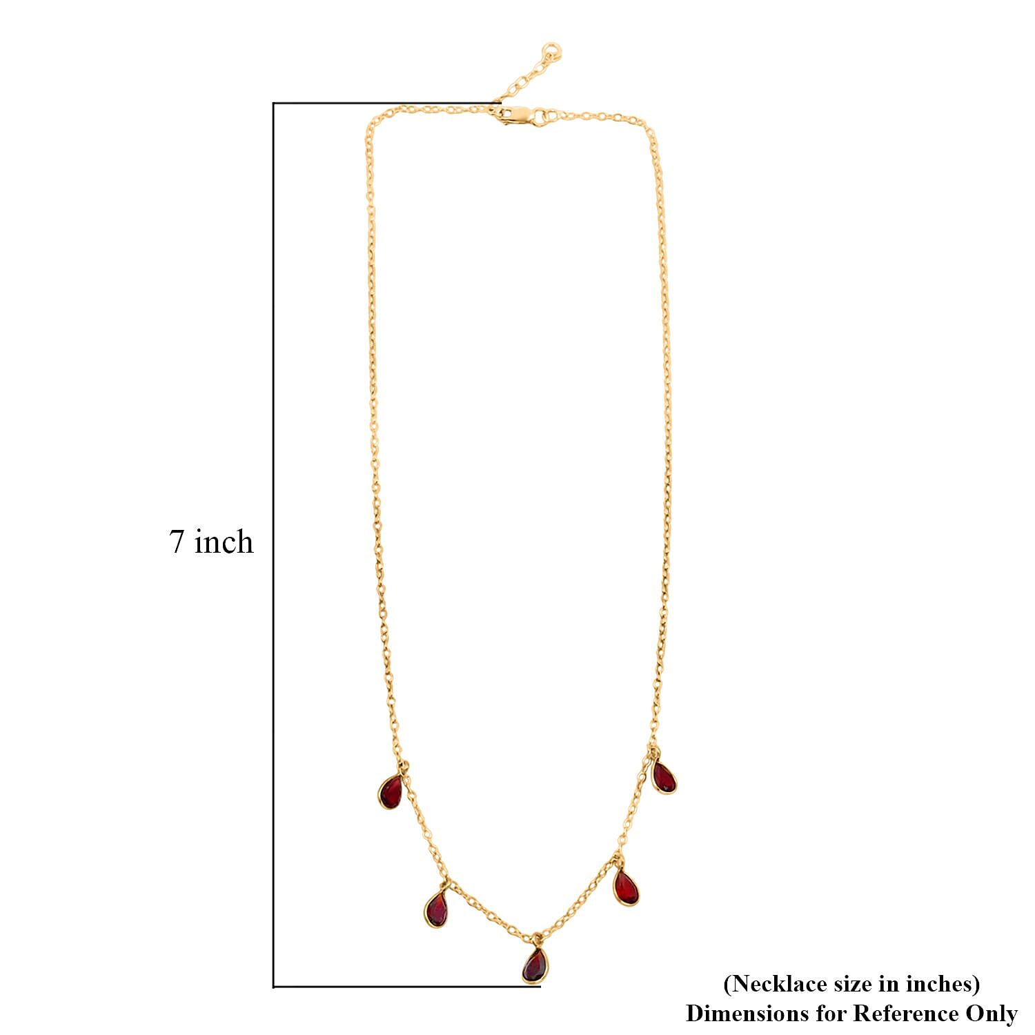 Mozambique Garnet Drop Necklace 17 Inches in 14K Yellow Gold Over Sterling Silver 2.75 ctw