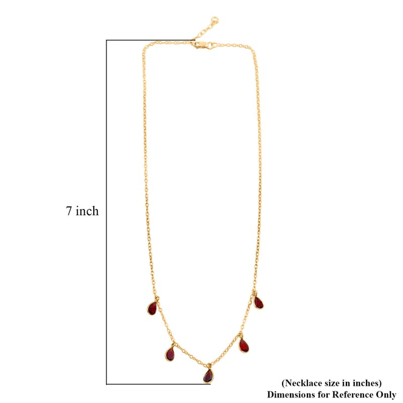 Mozambique Garnet Drop Necklace 17 Inches in 14K Yellow Gold Over Sterling Silver 2.75 ctw