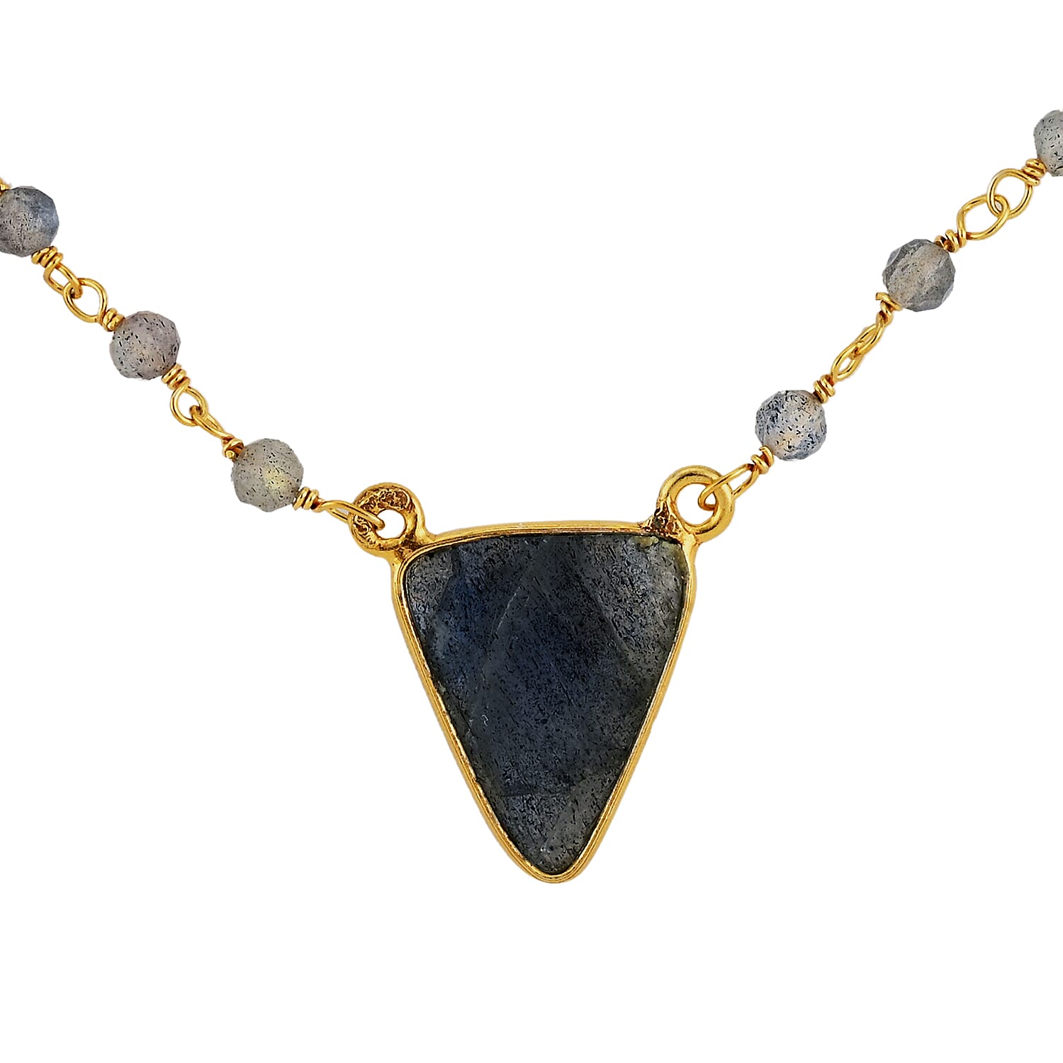Malagasy Labradorite Necklace 18 Inches in 14K Yellow Gold Over Sterling Silver 8.50 ctw