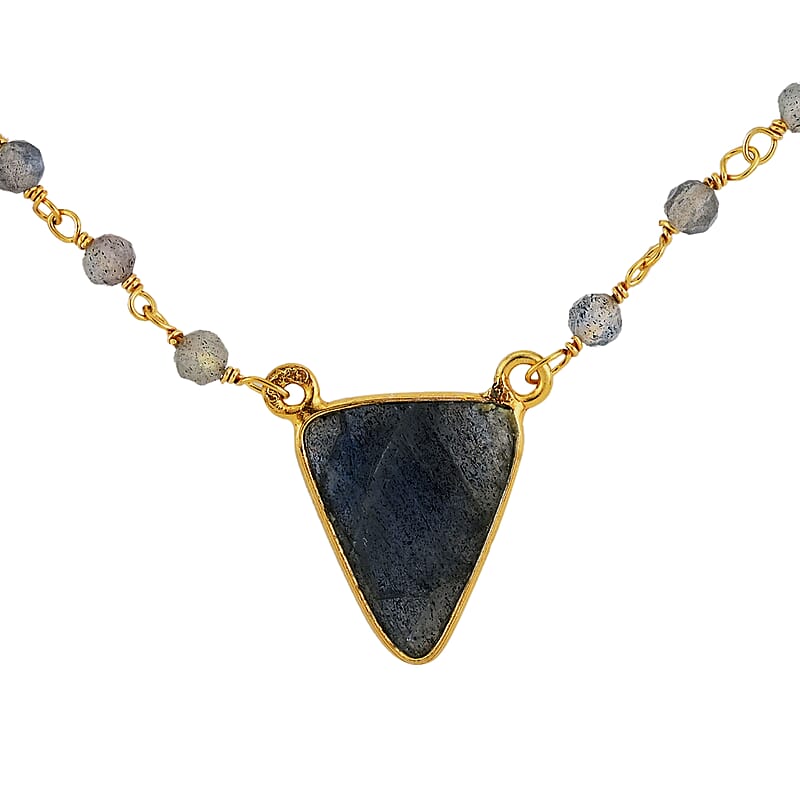 Malagasy Labradorite Necklace 18 Inches in 14K Yellow Gold Over Sterling Silver 8.50 ctw