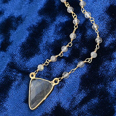 Malagasy Labradorite Necklace 18 Inches in 14K Yellow Gold Over Sterling Silver 8.50 ctw