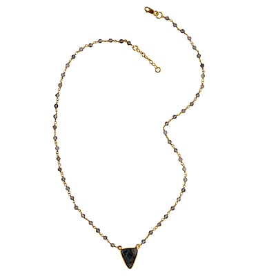 Malagasy Labradorite Necklace 18 Inches in 14K Yellow Gold Over Sterling Silver 8.50 ctw