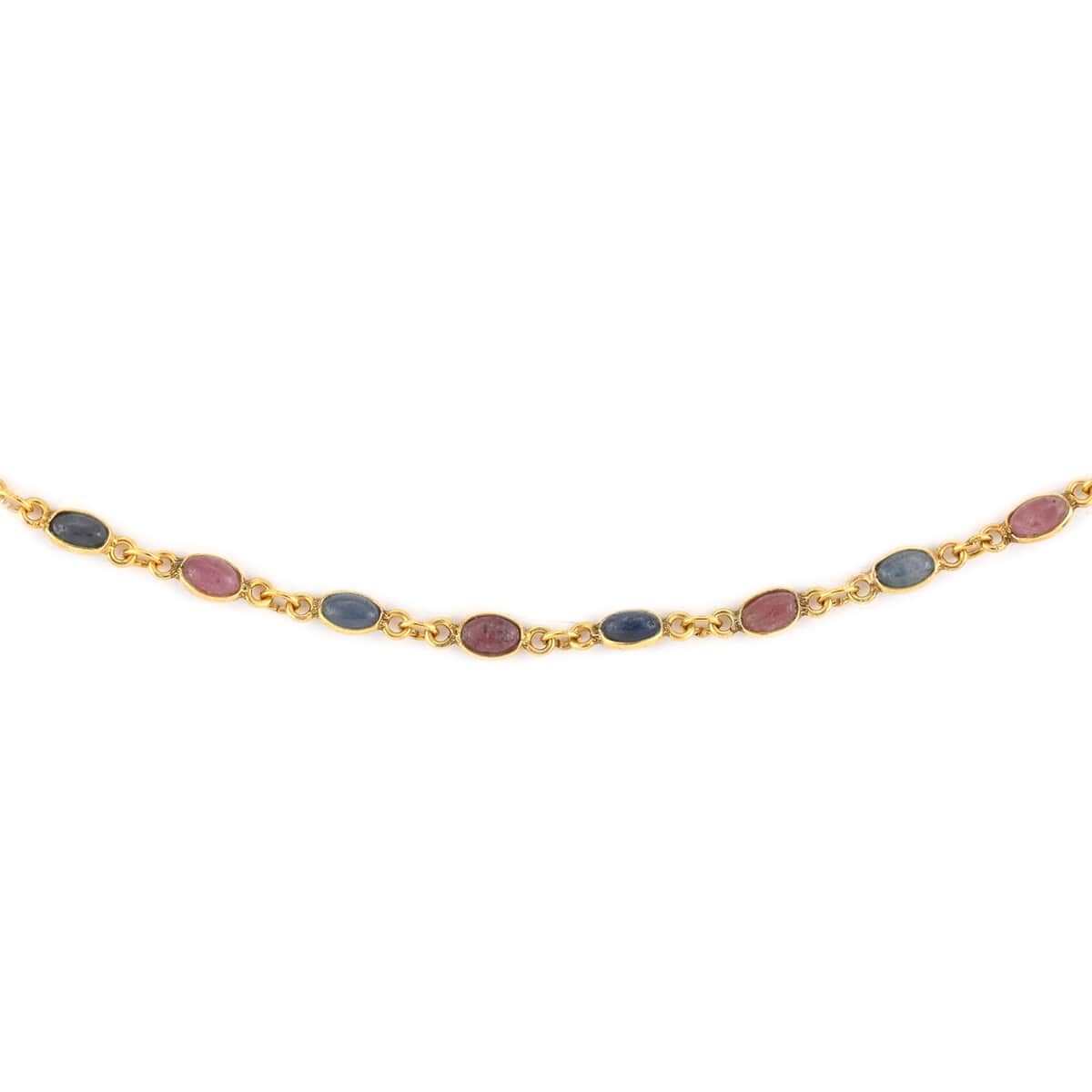 Ruby and Multi Sapphire Necklace 36 Inches in 14K Yellow Gold Over Sterling Silver 15.50 Grams 23.25 ctw image number 2
