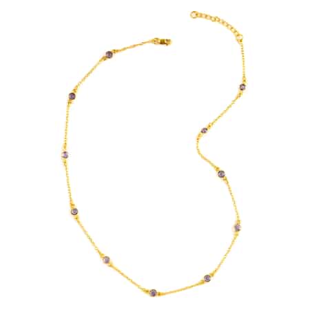 Amethyst Station Necklace 18 Inches in 14K Yellow Gold Over Sterling Silver 1.40 ctw image number 0