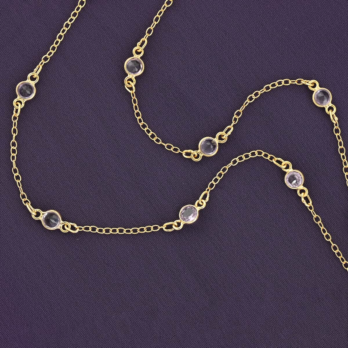 Amethyst Station Necklace 18 Inches in 14K Yellow Gold Over Sterling Silver 1.40 ctw image number 1