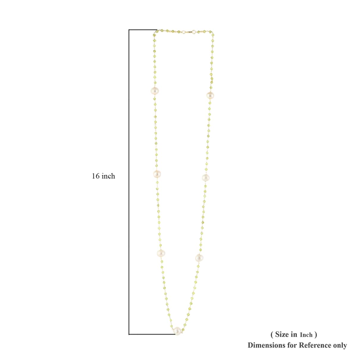 Peridot and Freshwater Pearl Necklace 35 Inches in 14K Yellow Gold Over Sterling Silver 22.70 Grams 38.40 ctw image number 4