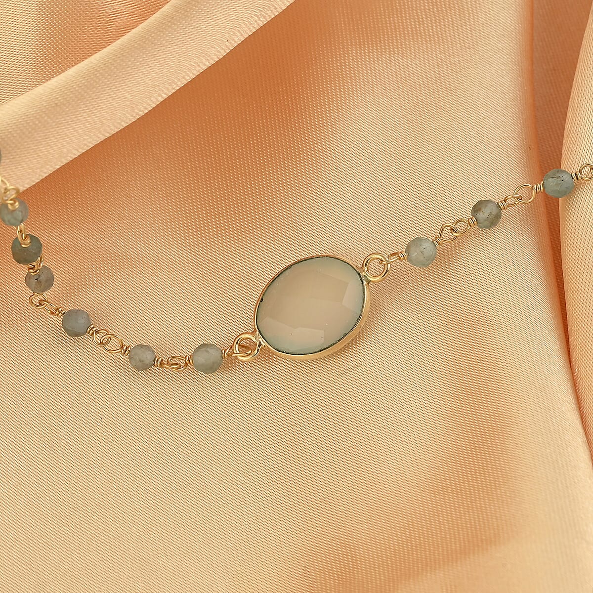 Chalcedony, Apatite Bracelet in 14K Yellow Gold Over Sterling Silver (7.00 In) 6.60 ctw image number 1