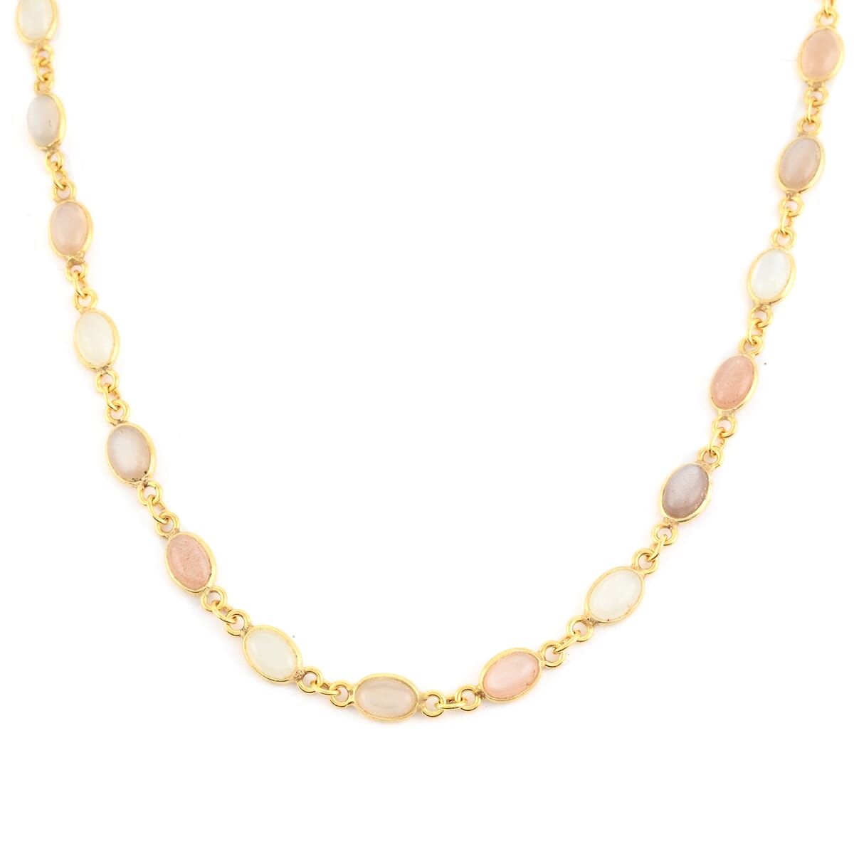 Multi Moonstone Necklace 18 Inches in 14K Yellow Gold Over Sterling Silver 12.60 ctw image number 0