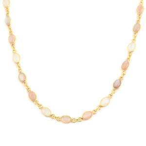Multi Moonstone Necklace 18 Inches in 14K Yellow Gold Over Sterling Silver 12.60 ctw