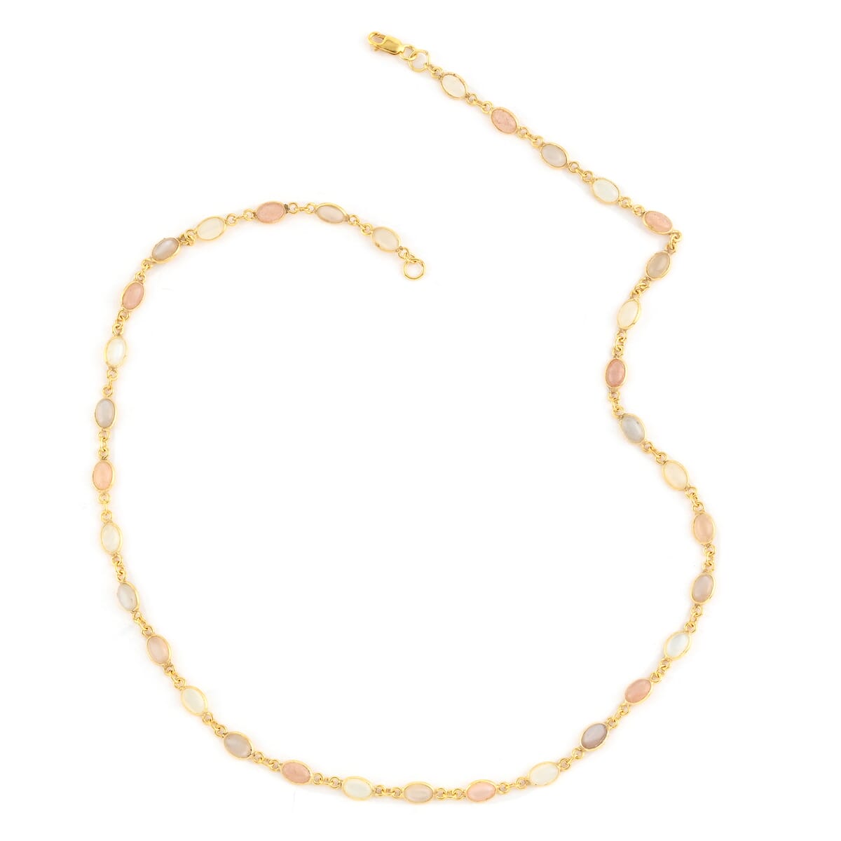 Multi Moonstone Necklace 18 Inches in 14K Yellow Gold Over Sterling Silver 12.60 ctw image number 2