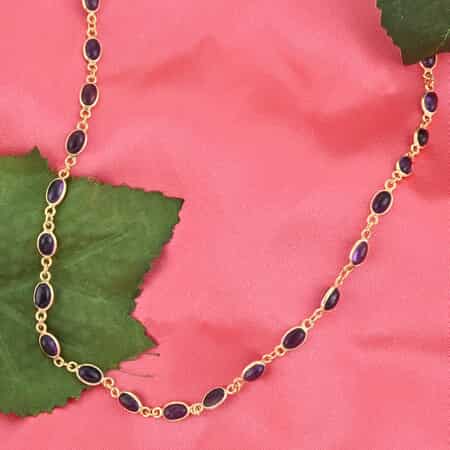 Amethyst Necklace 18 Inches in 14K Yellow Gold Over Sterling Silver 7.90 Grams 12.60 ctw image number 1