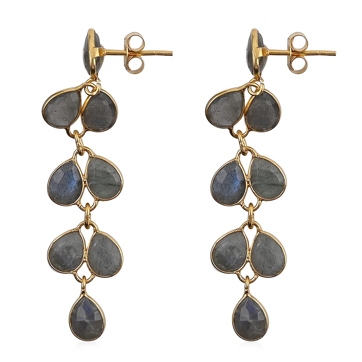 Malagasy Labradorite Dangle Earrings in 14K Yellow Gold Over Sterling Silver 8.25 ctw
