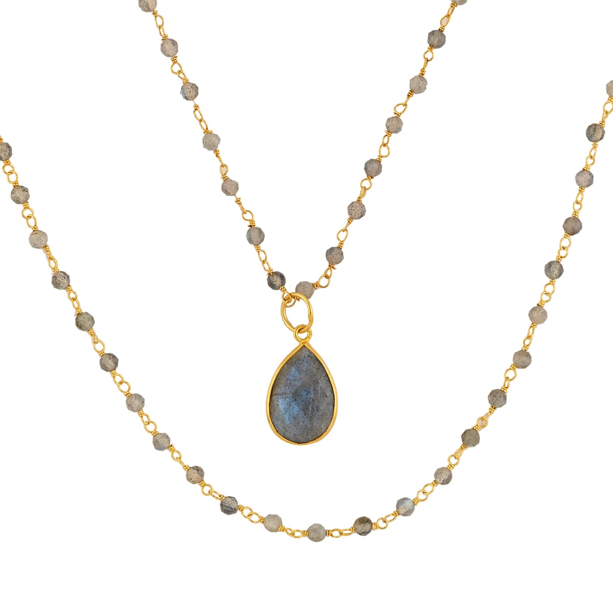 14k Yellow Gold over Sterling Silver Labradorite Drop Necklace 14k Yellow Gold over Sterling Silver Labradorite Drop Necklace