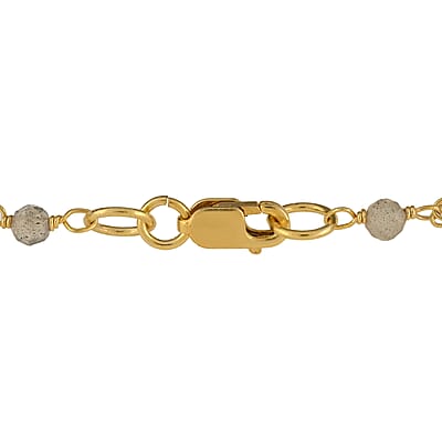 Malagasy Labradorite Double Layer Necklace 29 Inches in 14K Yellow Gold Over Sterling Silver 13.20 Grams 25.50 ctw