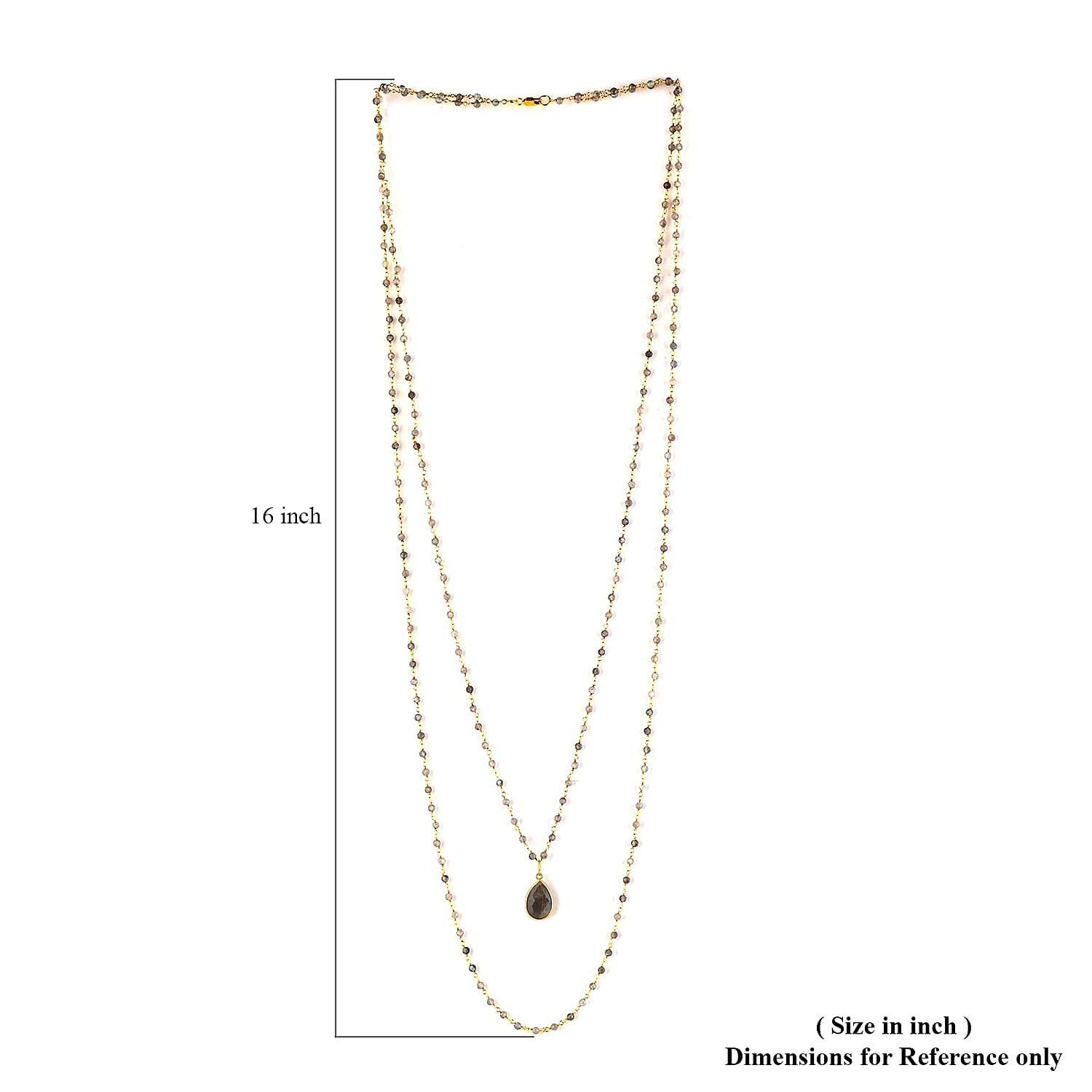 Malagasy Labradorite Double Layer Necklace 29 Inches in 14K Yellow Gold Over Sterling Silver 13.20 Grams 25.50 ctw
