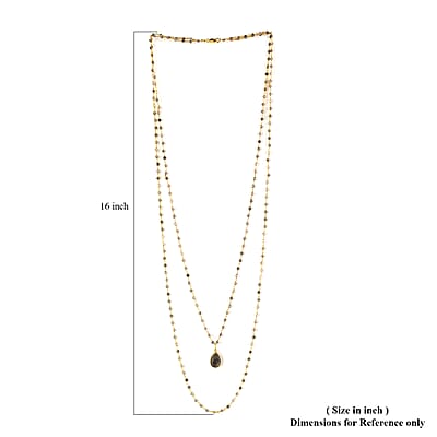 Malagasy Labradorite Double Layer Necklace 29 Inches in 14K Yellow Gold Over Sterling Silver 13.20 Grams 25.50 ctw