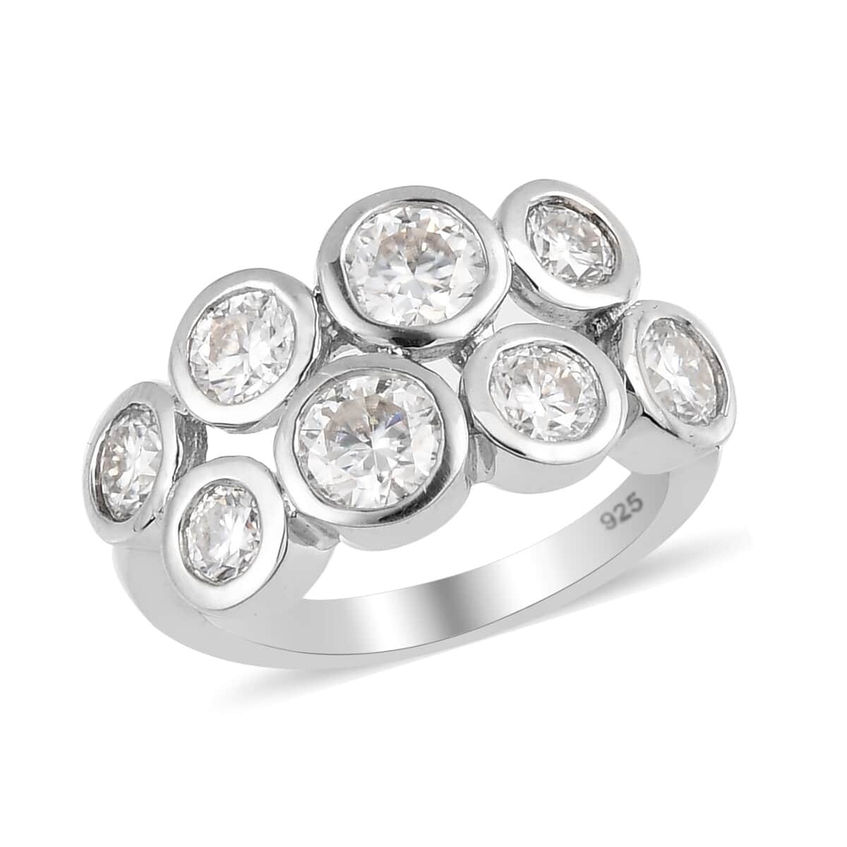 Moissanite Cluster Ring in Platinum Over Sterling Silver 2.10 ctw image number 0